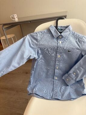 Lacoste Kids Oxford Button Down Long Sleeve Shirt - Light Blue (Size 5 / 110cm)